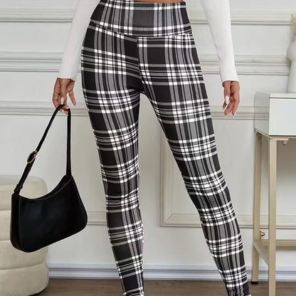 🔥Hot Sale Deals-High-Elasticity Slim Fit Warm Plaid Leggings for Women