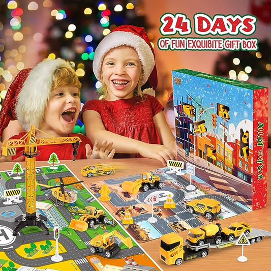 🚗Kids Advent Calendar for Boys: Alloy Construction Engineering Vehicle Toy Sets