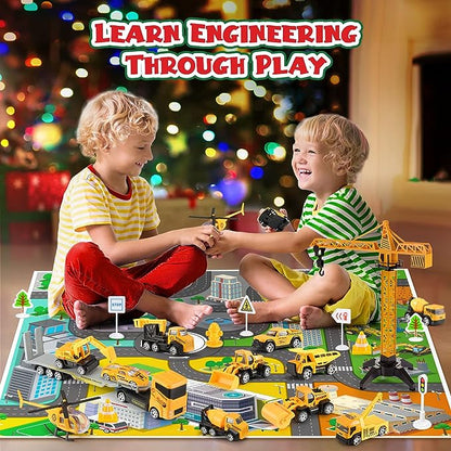 🚗Kids Advent Calendar for Boys: Alloy Construction Engineering Vehicle Toy Sets