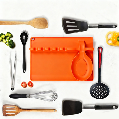 2-in-1 Silicone Utensil Rest with Drip Pad