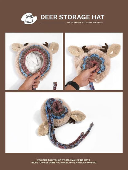 🎁🎄Christmas Sale 49% OFF! 🦌Original design Festive Christmas Antler Hat🧶