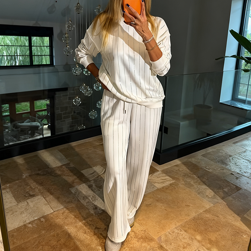 Women’s Casual Vertical Stripe Top & Pants 2-Piece Set