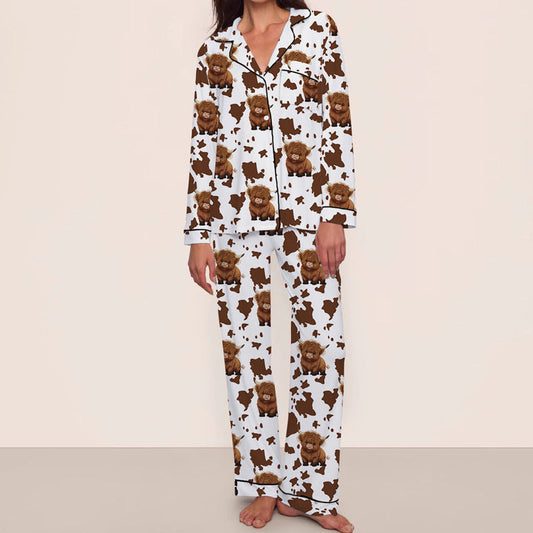 Women's Cartoon Print Comfortable Pajama Set: Long Sleeve Top & Pants