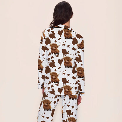 Women's Cartoon Print Comfortable Pajama Set: Long Sleeve Top & Pants