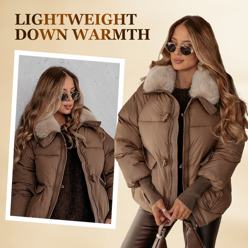 🔥Hot Sale Deals-Women’s Stylish Short Down Jacket With Fluffy Collar