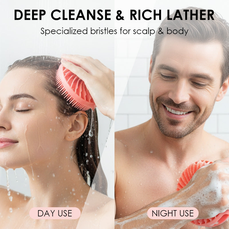 2-in-1 Silicone Body Scrubber & Scalp Massager Brush