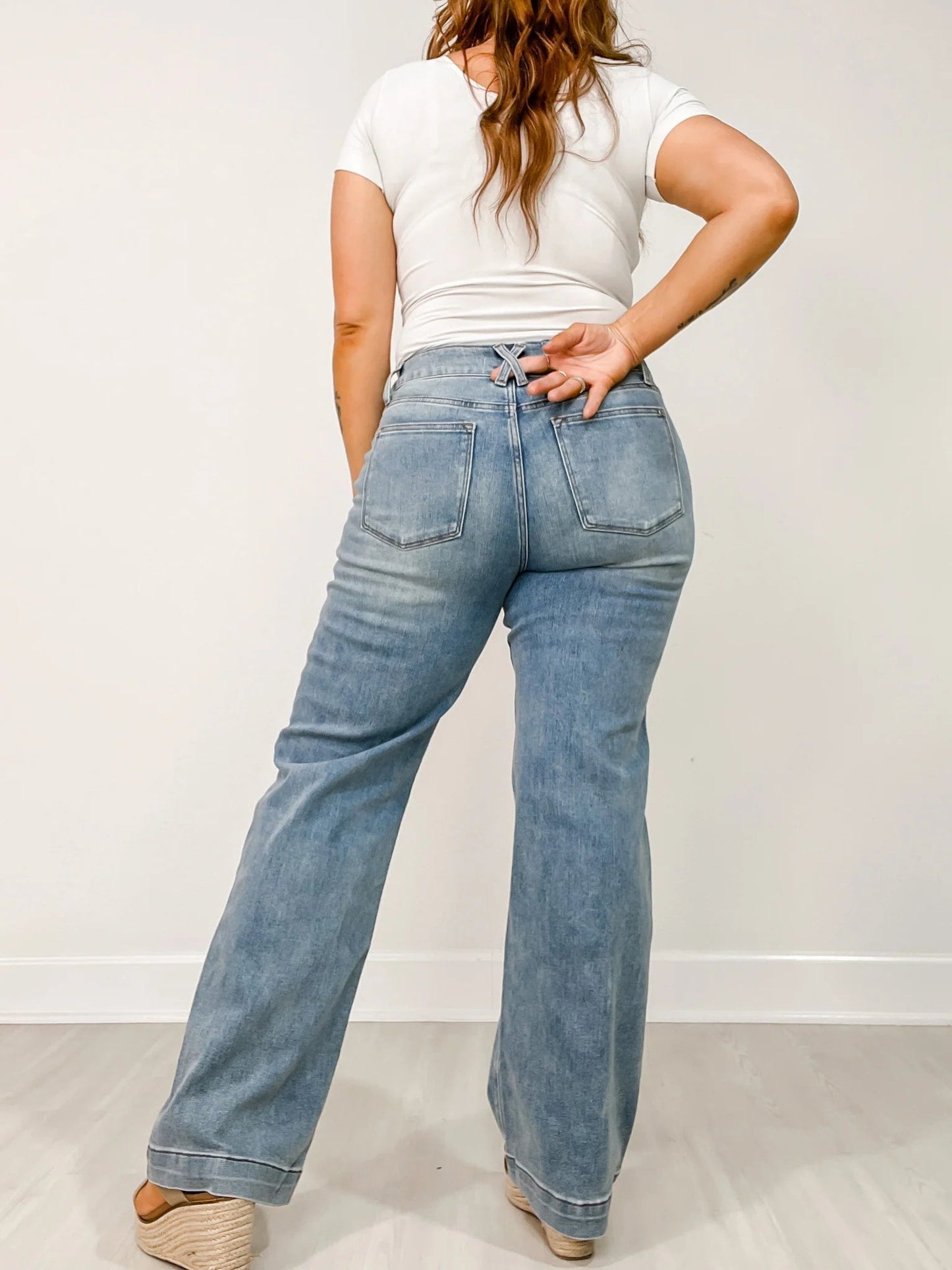👖Black Friday Sale 49% OFF!!⚡High Rise Double Button Wide Leg Jeans