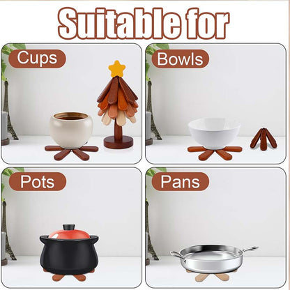 🔥2025 Hot Sale🔥Wooden Tree-Shaped Trivet with Star or Apple