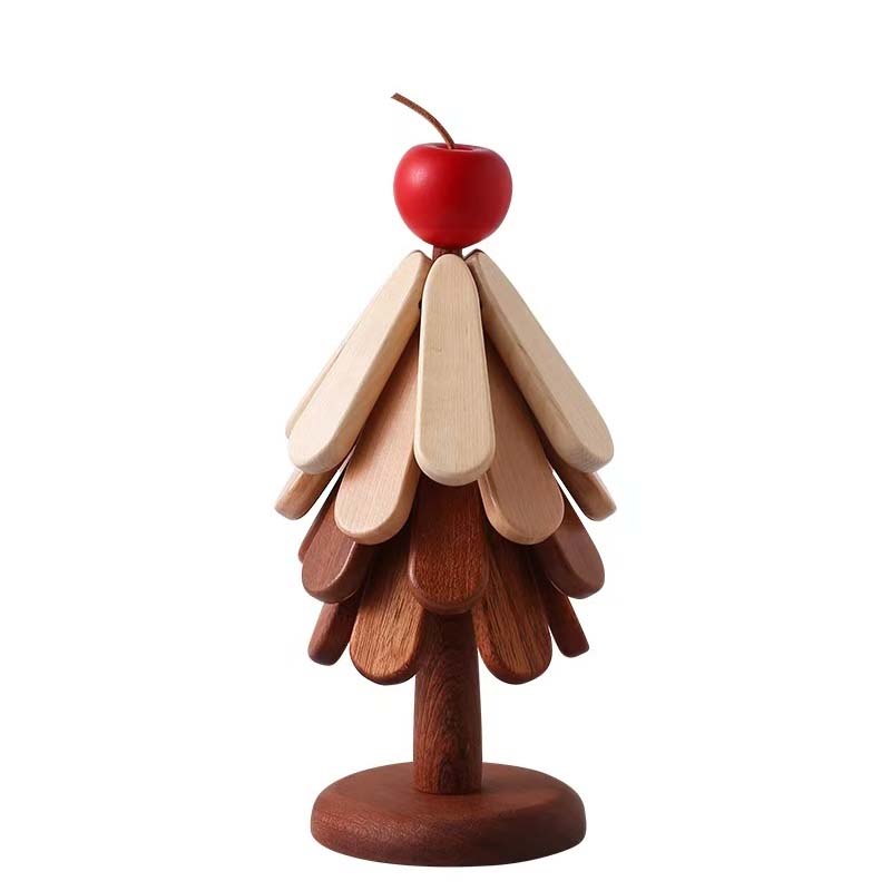🔥2025 Hot Sale🔥Wooden Tree-Shaped Trivet with Star or Apple