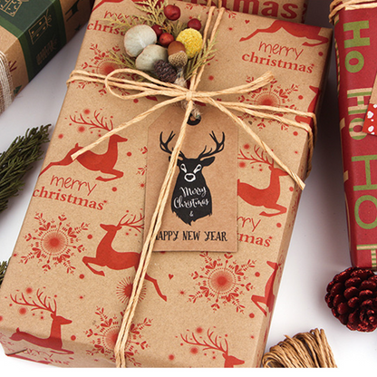 Christmas Printed Kraft Wrapping Paper Roll