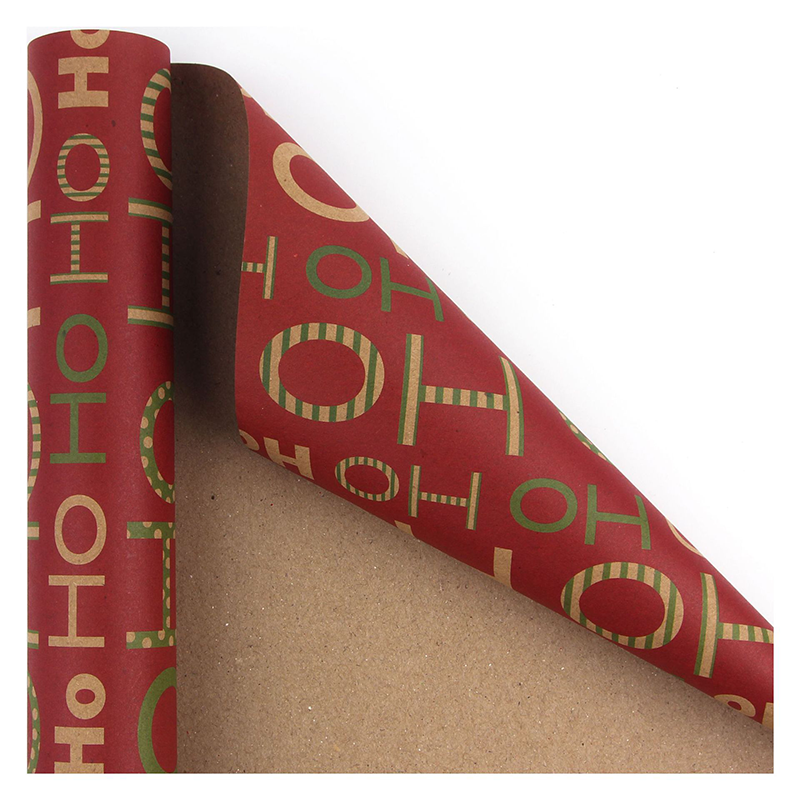Christmas Printed Kraft Wrapping Paper Roll