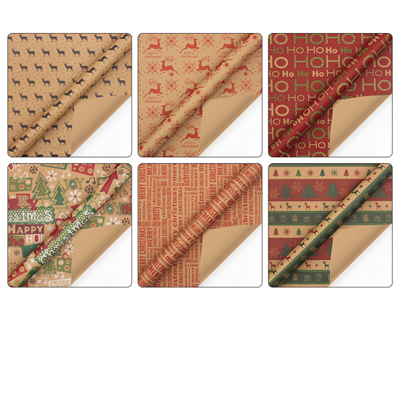 Christmas Printed Kraft Wrapping Paper Roll