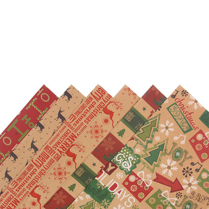 Christmas Printed Kraft Wrapping Paper Roll
