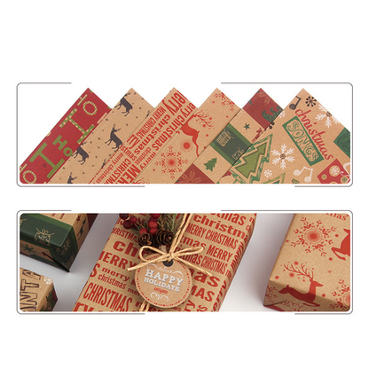 Christmas Printed Kraft Wrapping Paper Roll