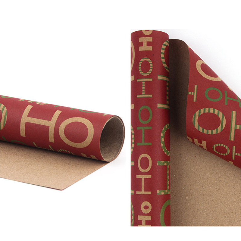 Christmas Printed Kraft Wrapping Paper Roll