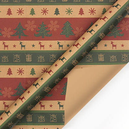 Christmas Printed Kraft Wrapping Paper Roll