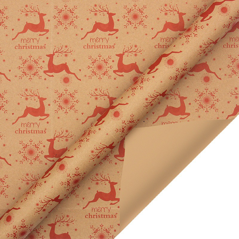Christmas Printed Kraft Wrapping Paper Roll