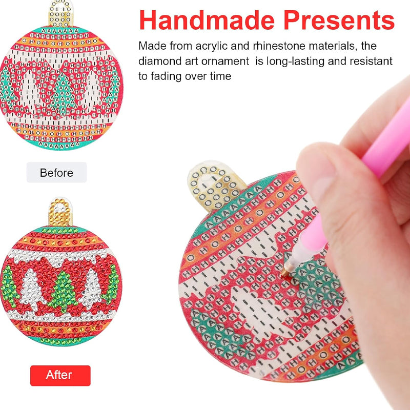 15-Piece DIY Christmas Diamond Painting Keychain Kit