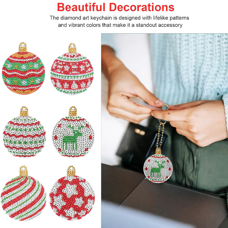 15-Piece DIY Christmas Diamond Painting Keychain Kit