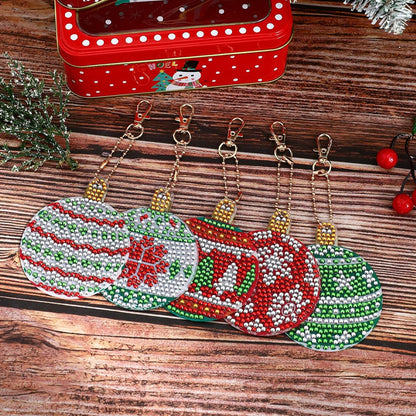 15-Piece DIY Christmas Diamond Painting Keychain Kit