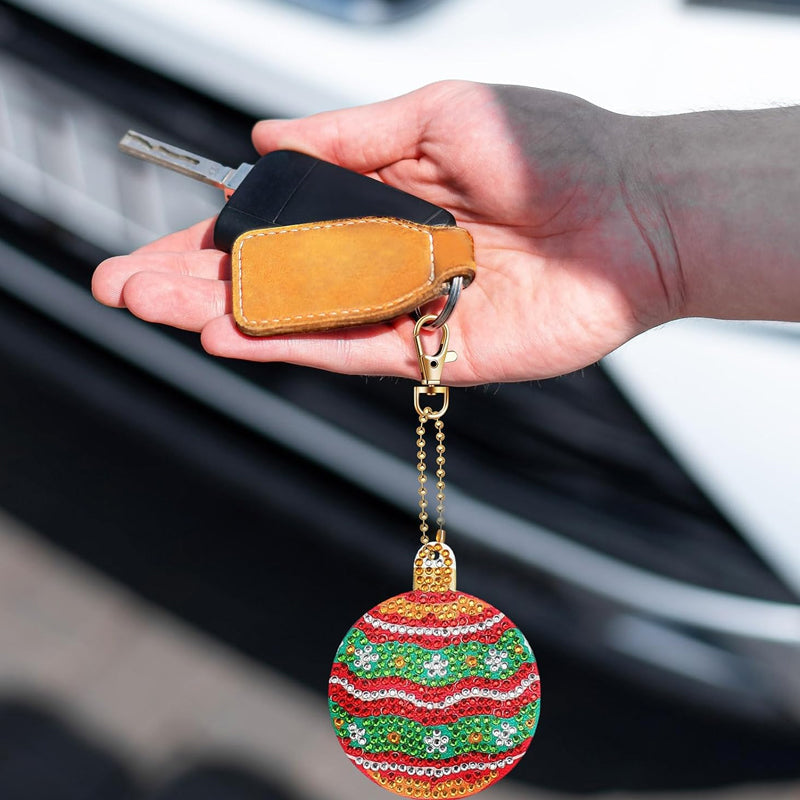 15-Piece DIY Christmas Diamond Painting Keychain Kit
