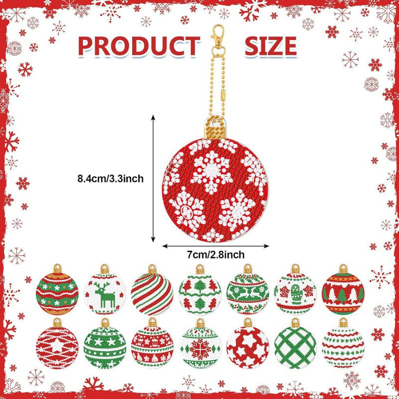 15-Piece DIY Christmas Diamond Painting Keychain Kit
