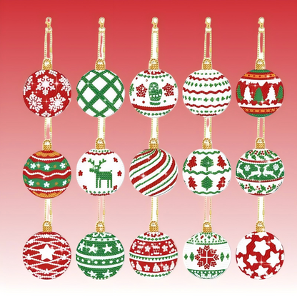 15-Piece DIY Christmas Diamond Painting Keychain Kit