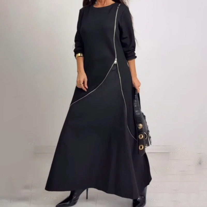 Women's Long Sleeve A-Line Maxi Dress