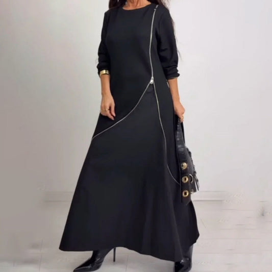 Women's Long Sleeve A-Line Maxi Dress