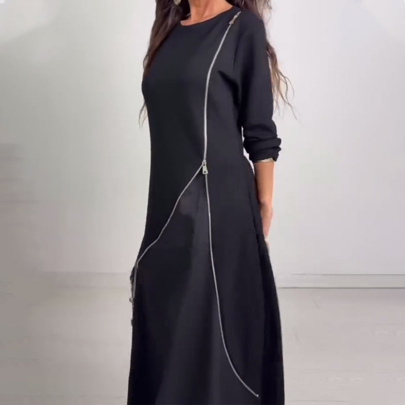 Women's Long Sleeve A-Line Maxi Dress