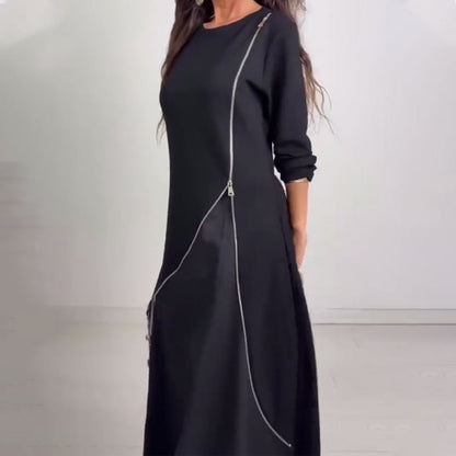 Women's Long Sleeve A-Line Maxi Dress
