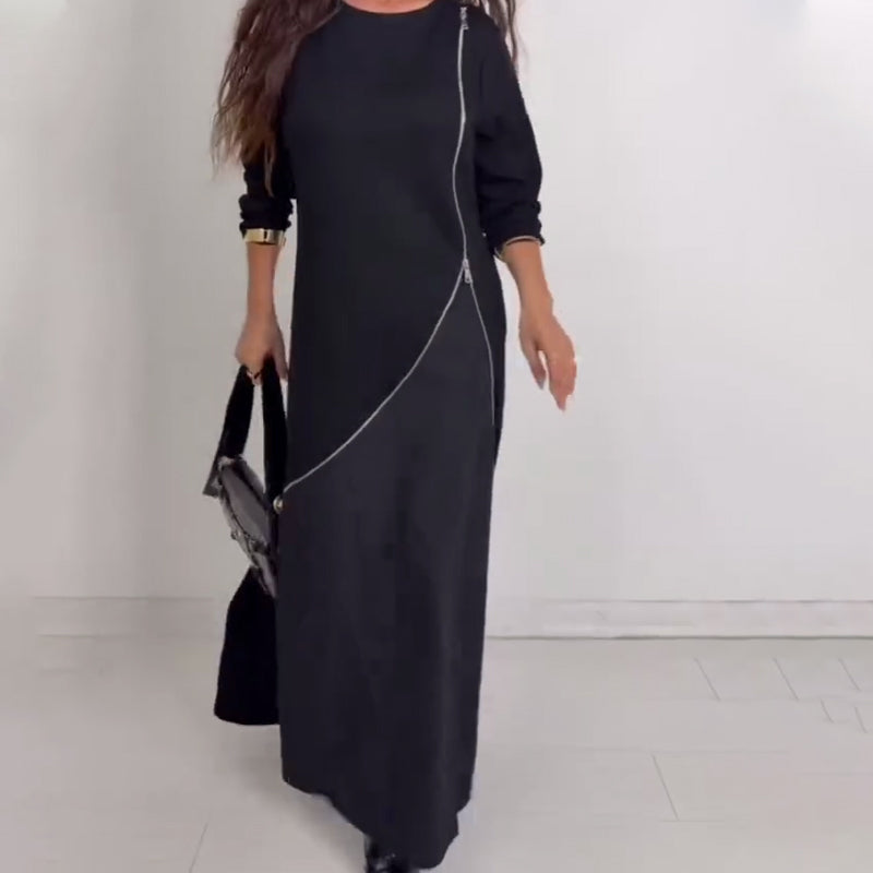 Women's Long Sleeve A-Line Maxi Dress