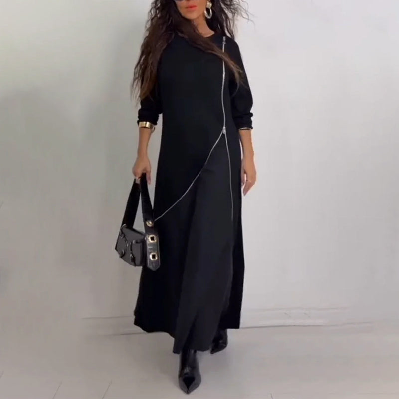 Women's Long Sleeve A-Line Maxi Dress