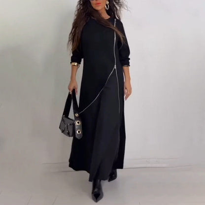 Women's Long Sleeve A-Line Maxi Dress