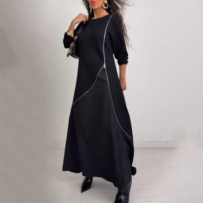 Women's Long Sleeve A-Line Maxi Dress