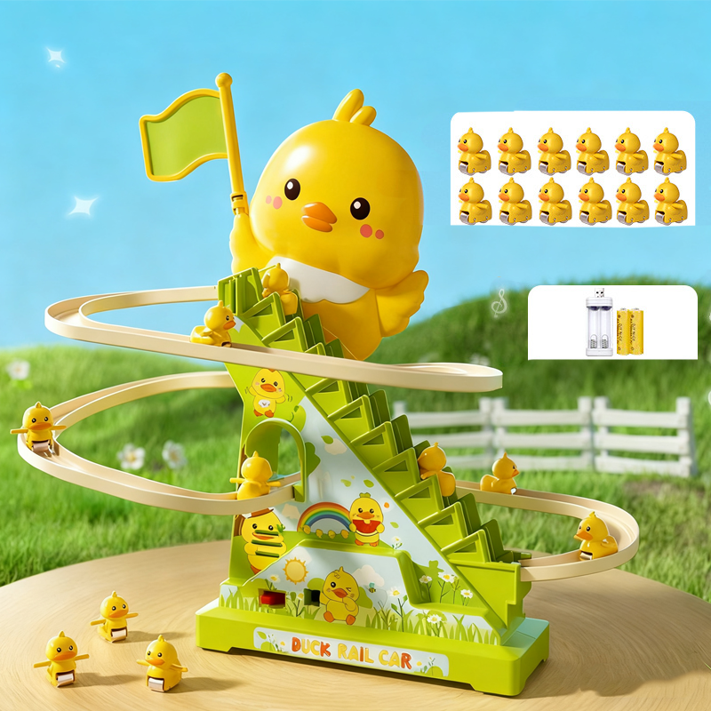 Electric Duck Climbing Stairs Track Toy