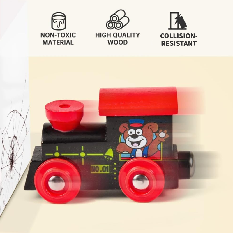 Wooden Magnetic Train Set for Kids