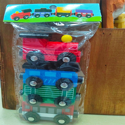Wooden Magnetic Train Set for Kids