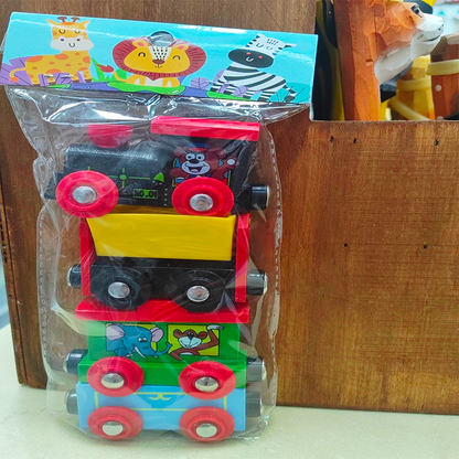 Wooden Magnetic Train Set for Kids