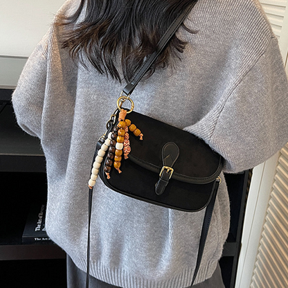 Women’s Saddle Crossbody Bag with Charm