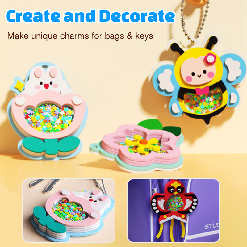 🎄Xmas Sale 50% Off🎁【Sensory Shaker Craft Kit for Kids】- Create 6 Shaking Keychains, Develops Fine Motor Skills No Glue Needed!🌟