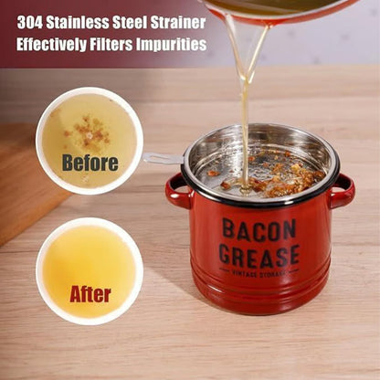 Practical Enamel Bacon Grease Container