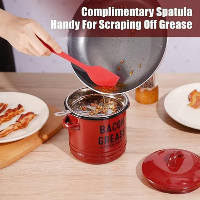 Practical Enamel Bacon Grease Container