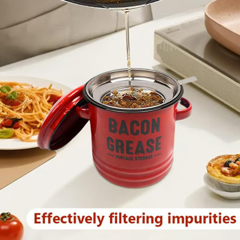 Practical Enamel Bacon Grease Container