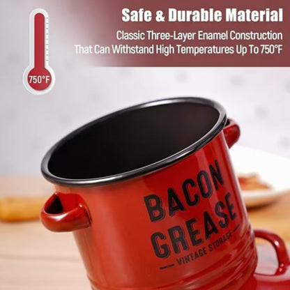 Practical Enamel Bacon Grease Container