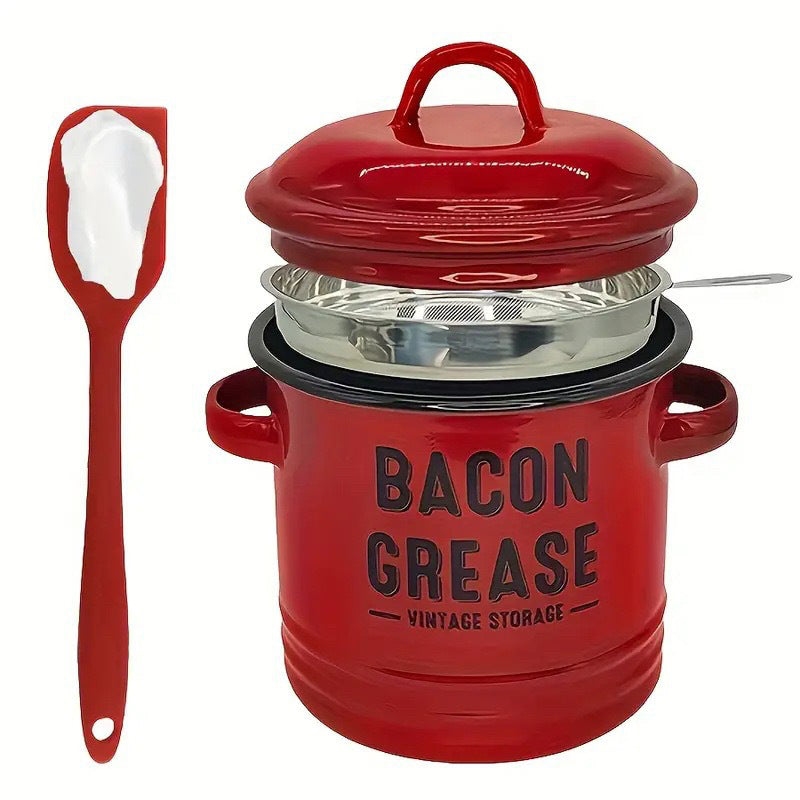 Practical Enamel Bacon Grease Container