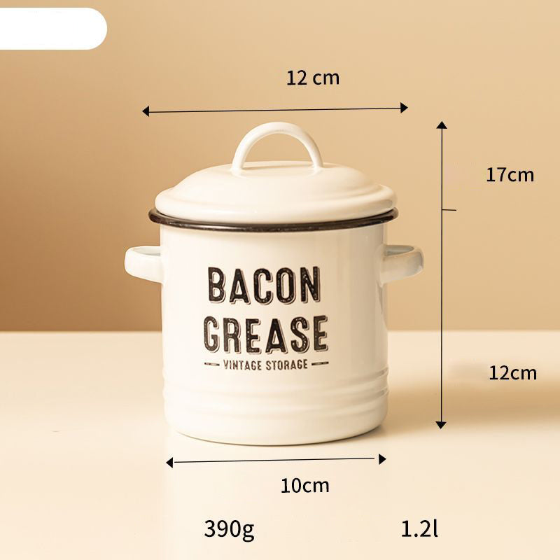 Practical Enamel Bacon Grease Container