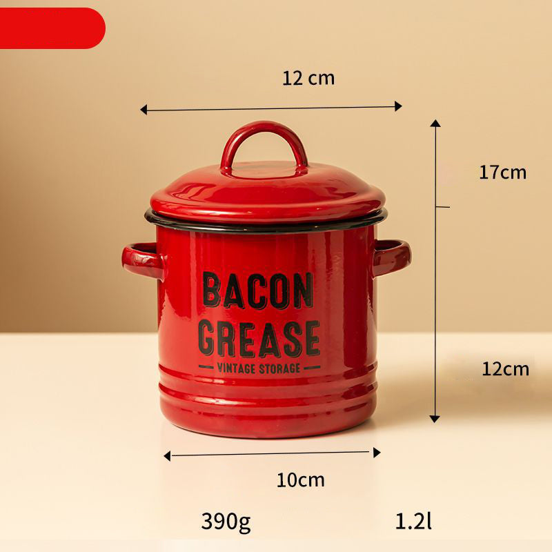 Practical Enamel Bacon Grease Container