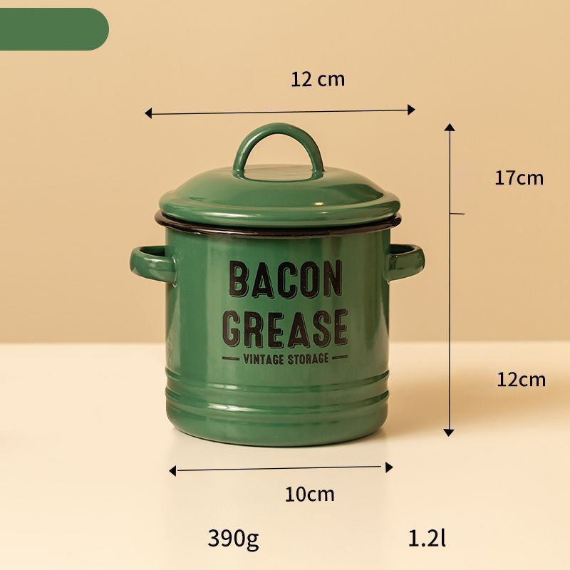 Practical Enamel Bacon Grease Container