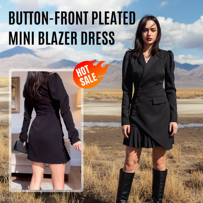 ⏳Time-Limited Special⏰Button-Front Pleated Mini Blazer Dress